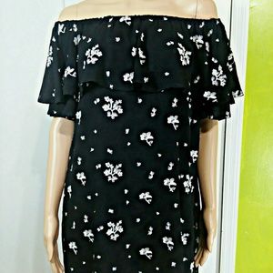 Jodifl Off Shoulder Ruffle Embroidered Tunic S